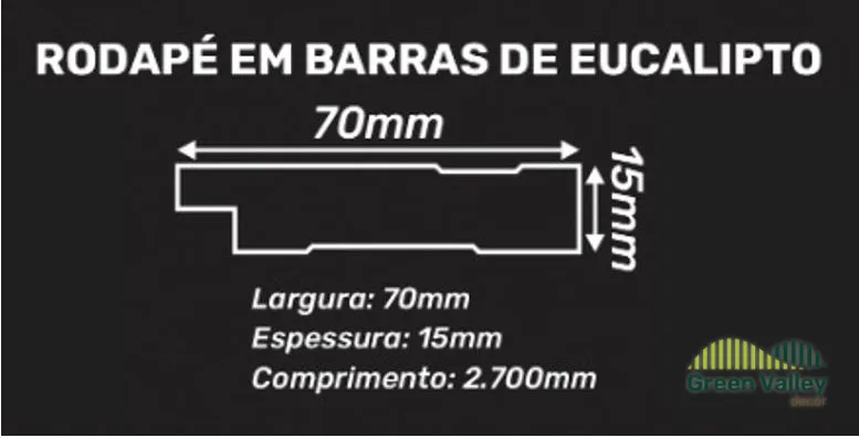 Rodapé Eucalipto Branco Tx 70x15x2700mm